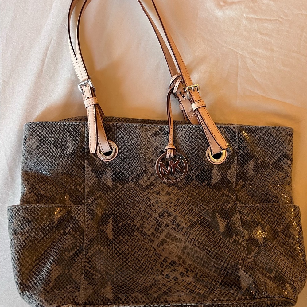 Michael Kors Tan Snake Print Tote